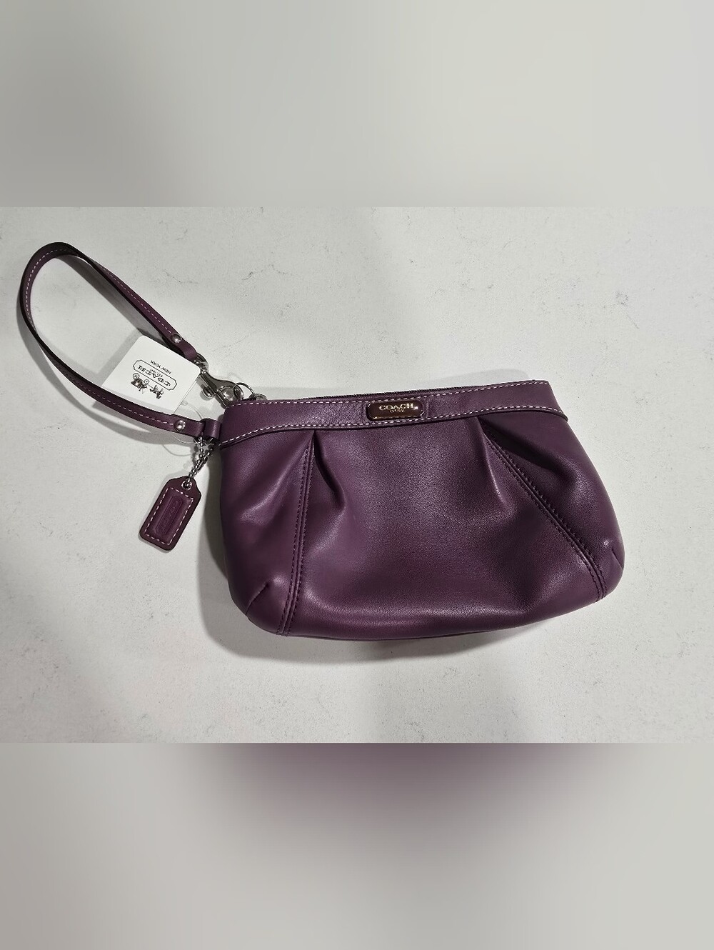 Coach Pleated Leather Wristlet